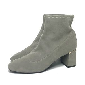 Cole Haan Laree Stretch Suede Block Heel Ankle Bootie, Gray, Size 6.5